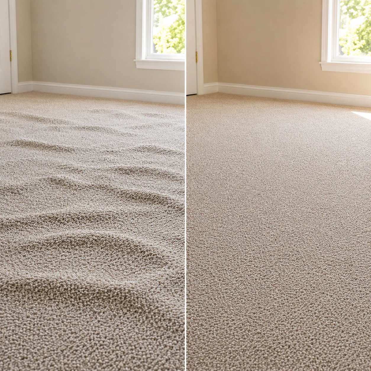 Carpet stretching before and after Medford Oregon